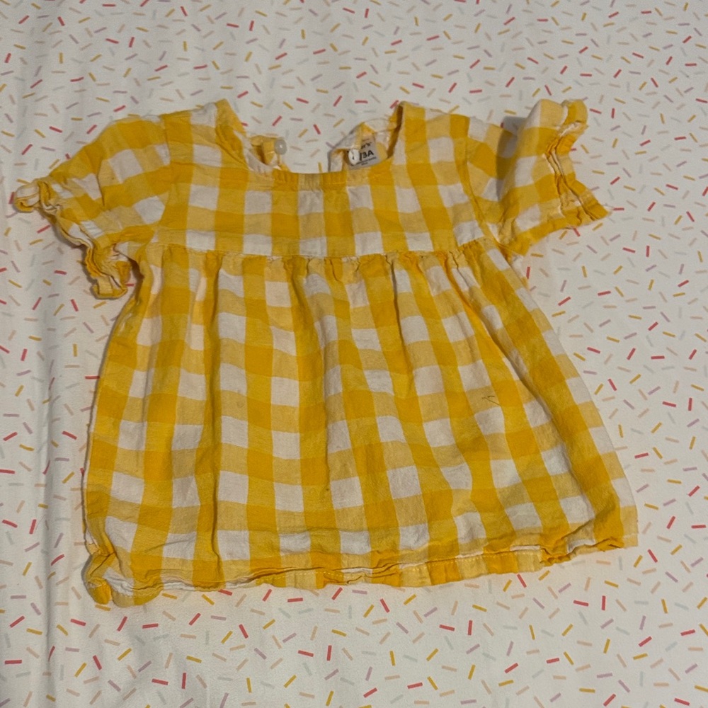 Carter's Yellow and White Checkered Kids Blouse